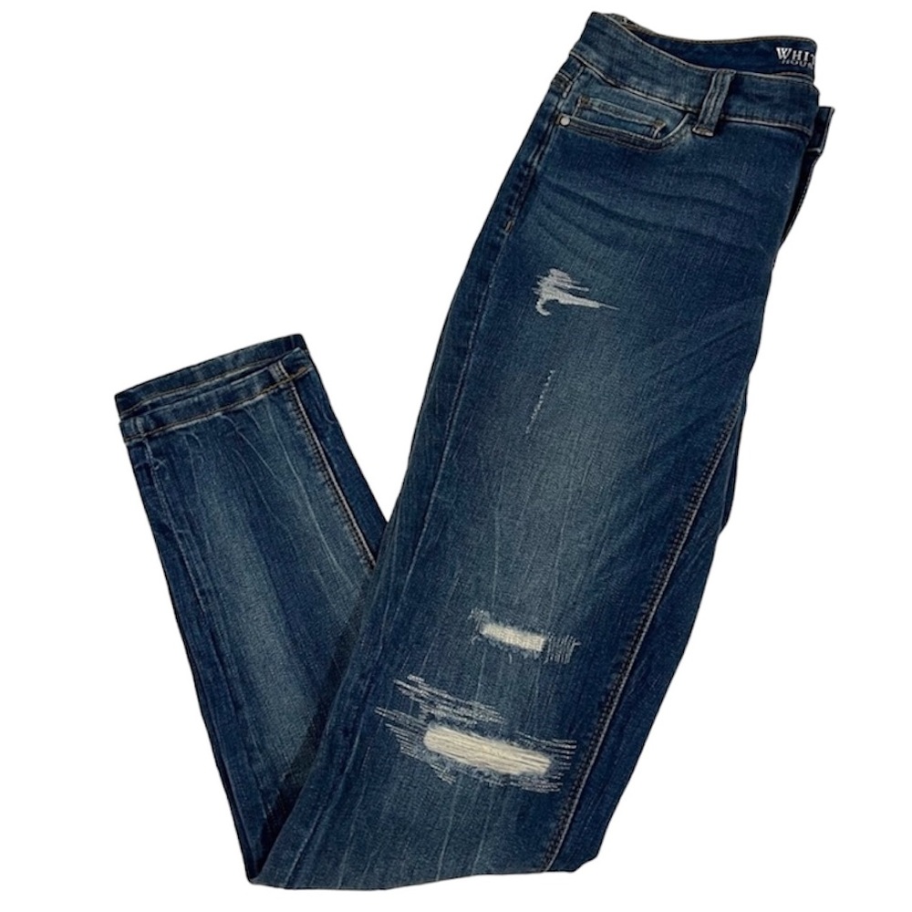 WHBM White House Black Market Blue Distressed Skinny Leg Low Rise Jeans Size 0